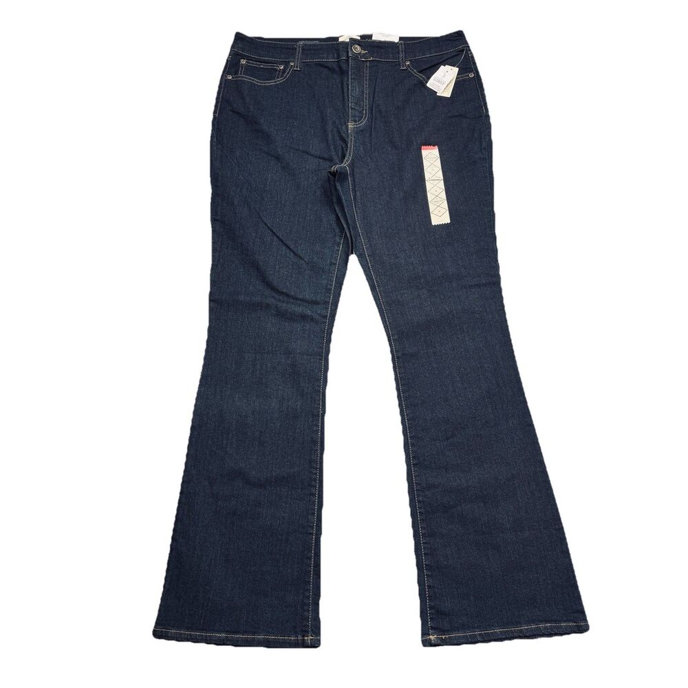 St Johns Bay Bootcut Leg NWT Jeans 16 (36x31) Dark Wash Blue Denim Stretch Women